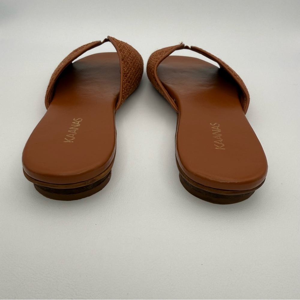KAANAS Serene Brandy Sandal Woven Leather Brown Square Toe 9 Minimalist Neutral - Picture 9 of 15